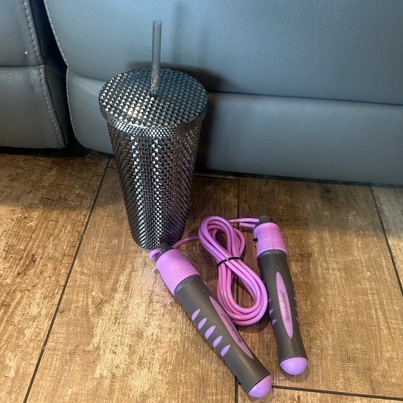 Black Studded Tumbler with Purple Jump Rope - Picture 1 of 3